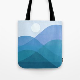 Abstraction_MOONLIGHT_NIGHT_MOUNTAINS_BLUE_POP_ART_0510B Tote Bag