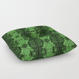 Liquid Light Series 32 ~ Green Abstract Fractal Pattern Floor Pillow