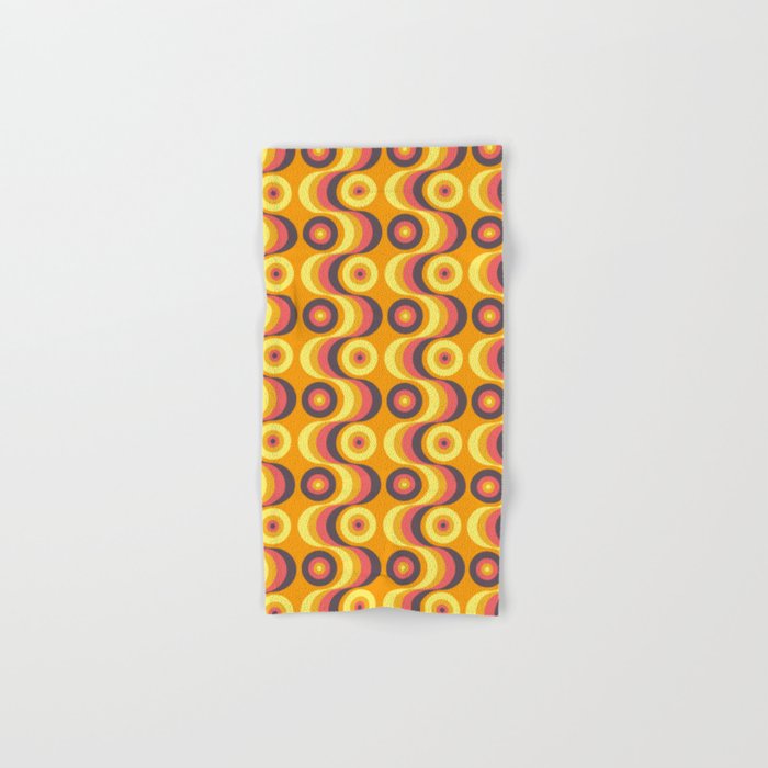 Retro 70s Pattern on Yellow Hand & Bath Towel