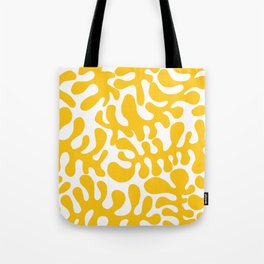 Yellow Matisse cut outs seaweed pattern on white background Tote Bag