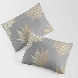 Glam Pineapple Art in Gray and Gold Pillow Sham
