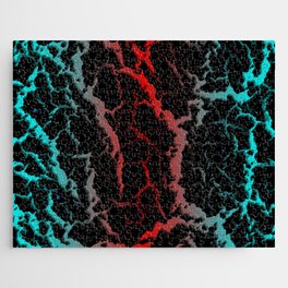 Cracked Space Lava - Cyan/Red Jigsaw Puzzle