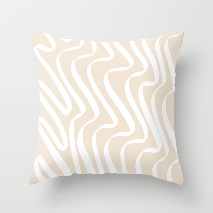 Line-Art Ribbon 1. White Throw Pillow
