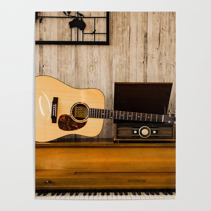 Colored Framed Guitar | instrument Studio photography | Classic Guitar art Poster