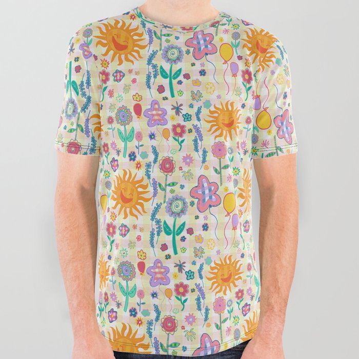 Cheerful Day All Over Graphic Tee