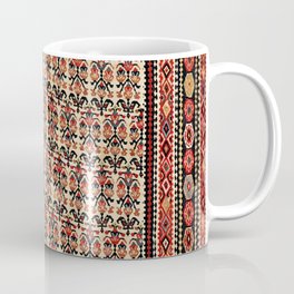 Sehna Kurdish North West Persian Antique Kilim Print Coffee Mug | Fath Ali Shah, Qajar, Persian, Dark Blue, Antique, Bohemian, Tribal, Vintage, Kurdistan, Sehna 