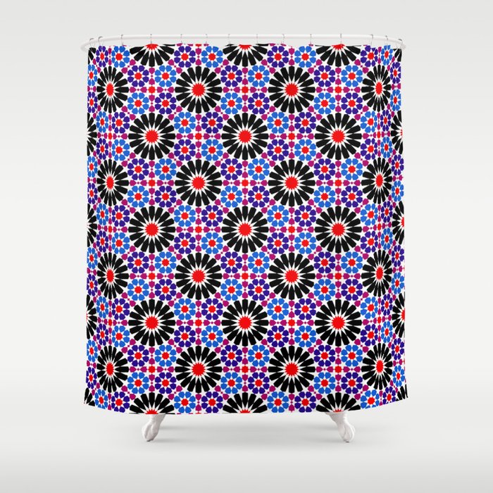 Zellige Fusion: Geometric Harmony in Andalusian Moroccan Tradition Shower Curtain