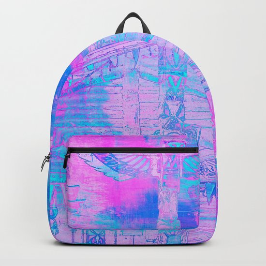 Totem Cabin Abstract - Hot Pink & Turquoise Backpack