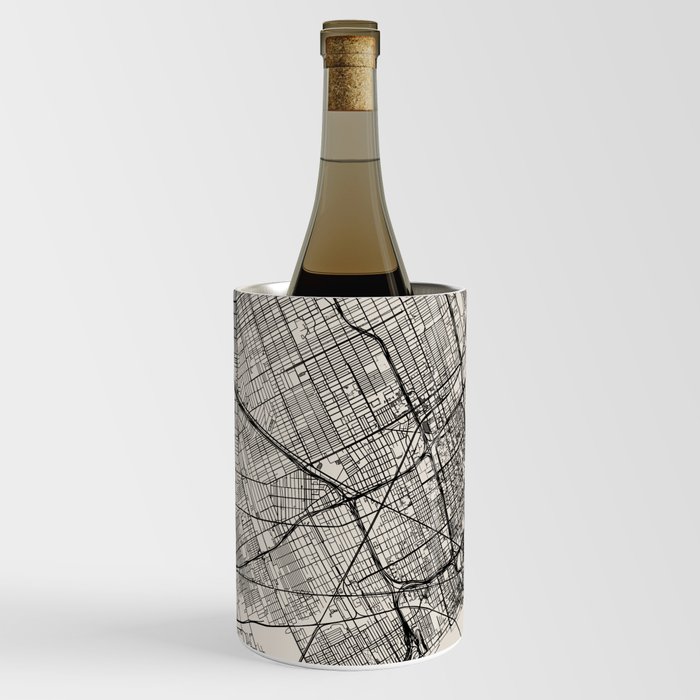 Detroit, Michigan - Black and White City Map - USA - Aesthetic Wine Chiller