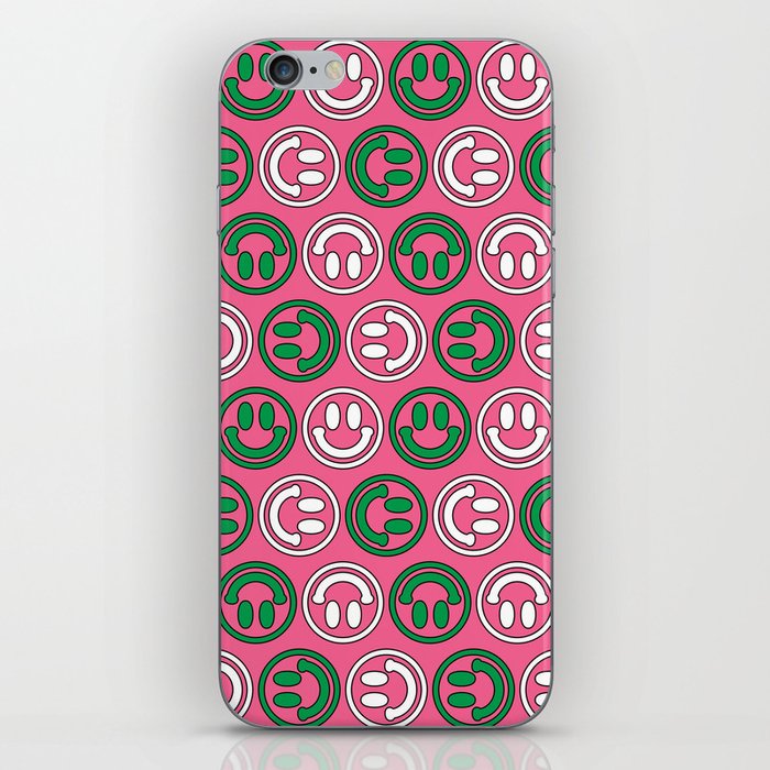 Green & Pink Smileys Pattern iPhone Skin