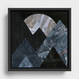 Cold Midnight Planet - Abstract Mountain Landscape Framed Canvas