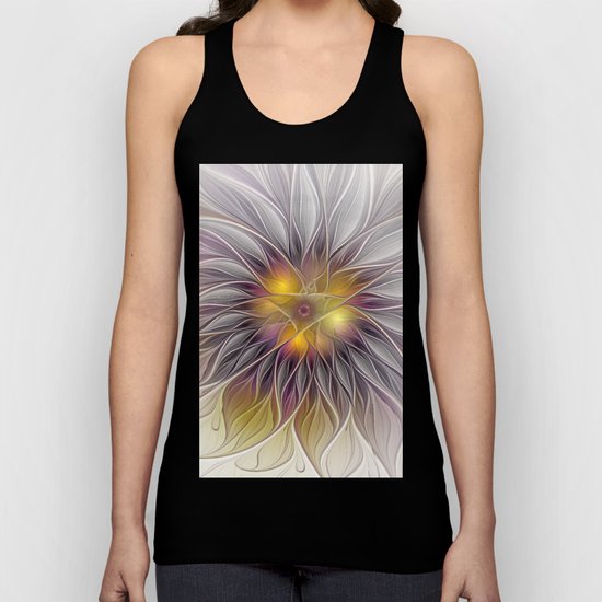 Luminous Flower, Abstract Fractal Art Unisex Tank Top
