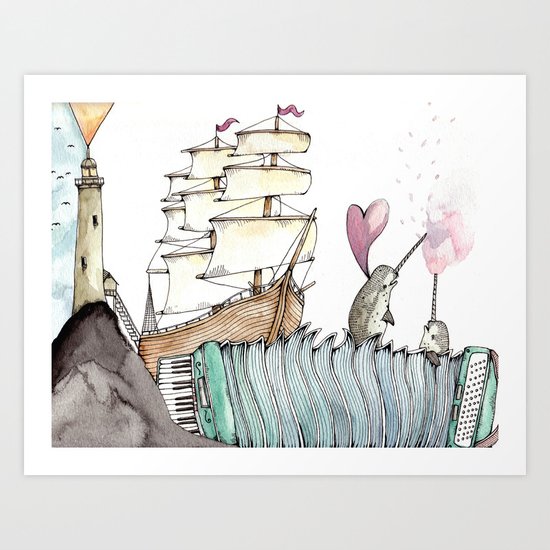 Accordion Sea Art Print