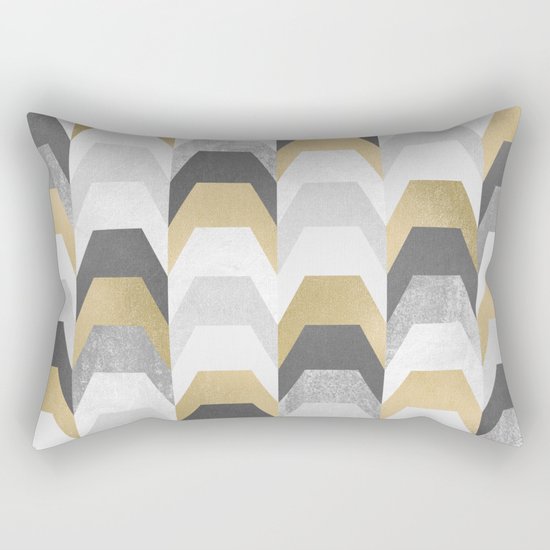 Stacks of Gold and Grey Rectangular Pillow