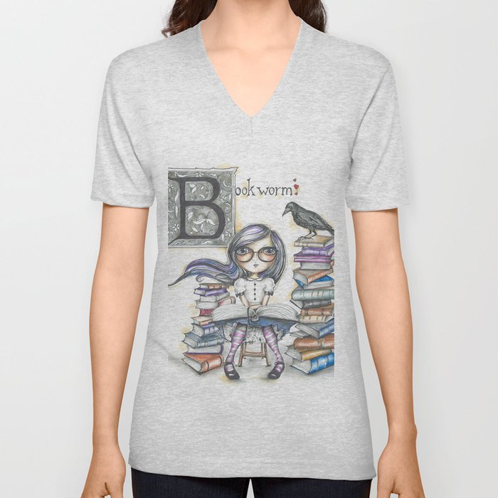 Bookworm V Neck T Shirt