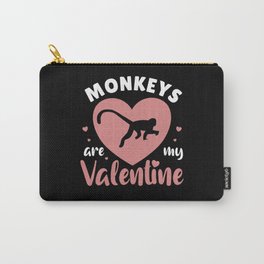 Monkeys Are My Valentine Cute Monkey Valentine's Carry-All Pouch