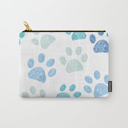 Blue colored paw print background Carry-All Pouch
