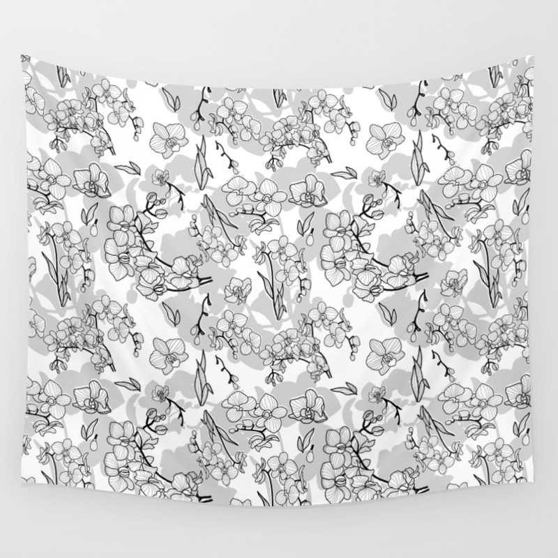 Black White Orchids Wall Tapestry By Dsgn Lvrs Society6