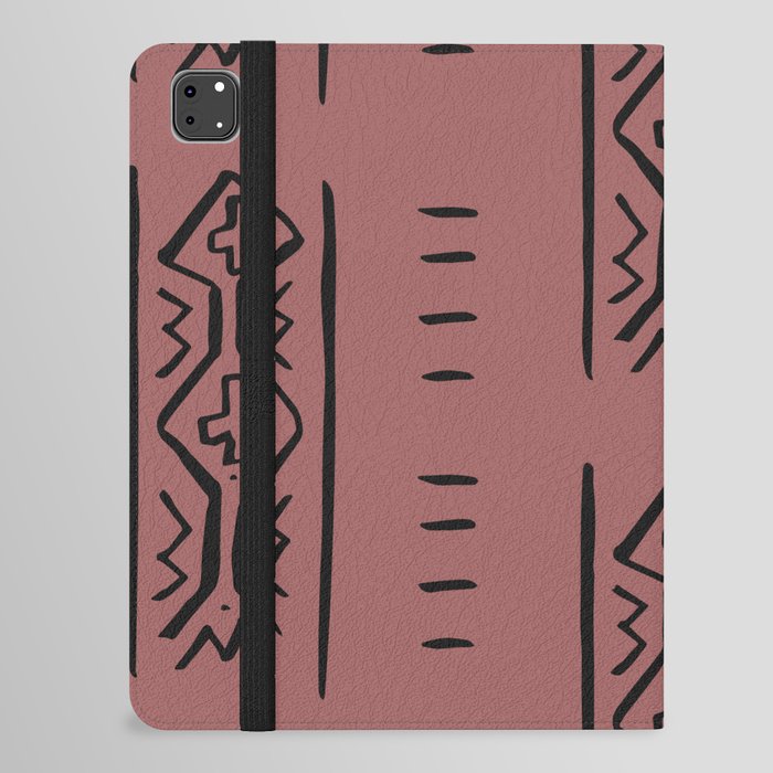Mercy Mud Cloth Dark Pink and Black Pattern iPad Folio Case