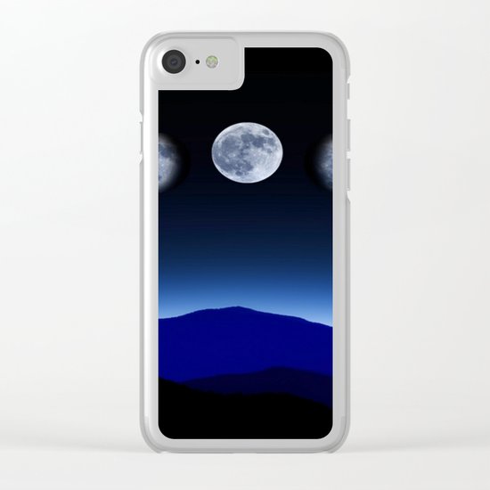 Moon Phases #blue Clear iPhone Case