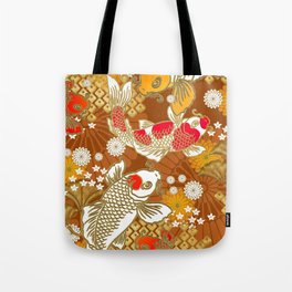 Japanese Koi pattern on Rust color backdrop Tote Bag
