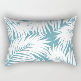 Palm Tree Fronds White on Soft Blue Hawaii Tropical Décor Rectangular Pillow