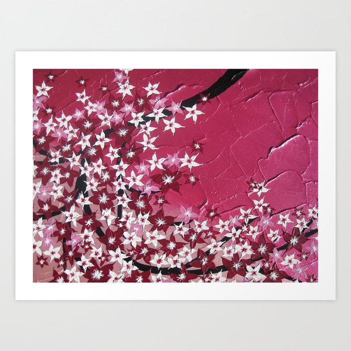 Cherry Blossoms In Light And Dark Pink A Hanging Branch Bedroom Cherry Blossoms In Light And Dark Pink A Hanging Branch Bedroom Prints For