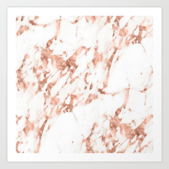 Rose Gold Marble - Perfect Pink Rose Gold Marble Art Print