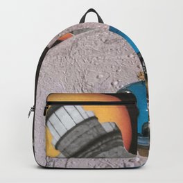 De viaje Backpack | Car, Space, Paper, Collage, Blue, Handmade 