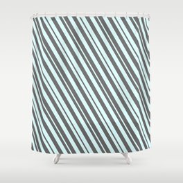 [ Thumbnail: Light Cyan and Dim Grey Colored Lines/Stripes Pattern Shower Curtain ]
