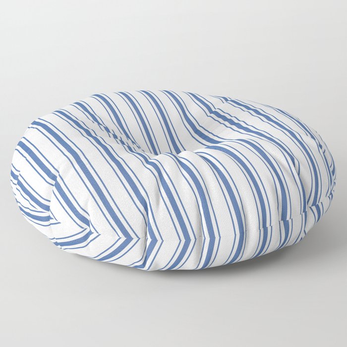 Mattress Ticking Wide Striped Pattern in Dark Blue and White Floor Pillow