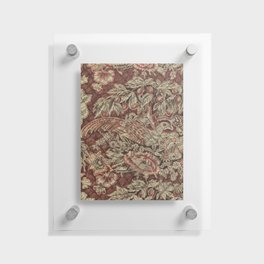 Burgundy Quilted Chintz Cover Up Birds and Flowers Floating Acrylic Print