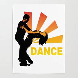 dancing couple silhouette - brazilian zouk Poster
