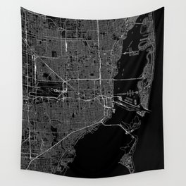Miami Black Map Wall Tapestry