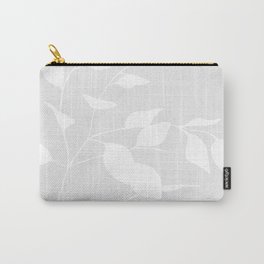 Grey & White Leaves Carry-All Pouch