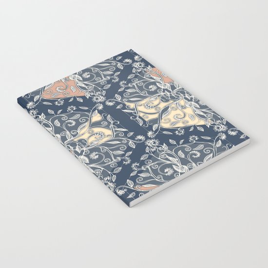 Organic Hexagon Pattern in Soft Navy & Cream Notebook