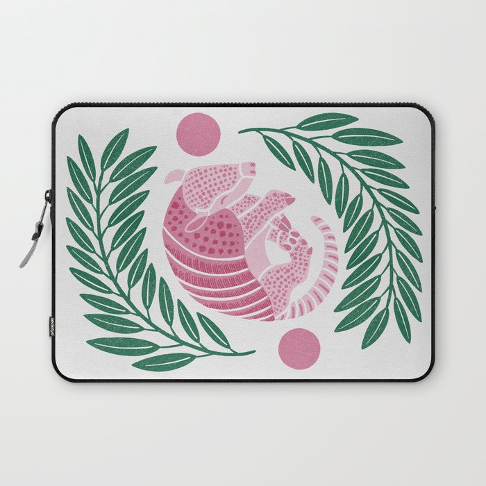 Sleepy Armadillo – Pink and Green Laptop Sleeve