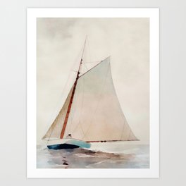 Sail Boat At Sea, Nautical Decor, Sailboat Boat Art Art Print