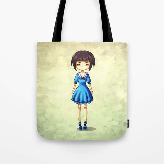 Girl in Blue Tote Bag