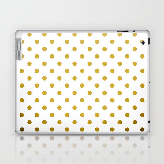 Gradient Gold Polka Dots Pattern on White Laptop & iPad Skin