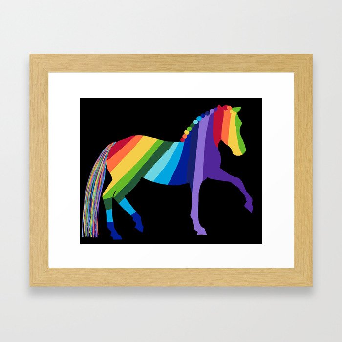 Rainbow Dressage Horse Piaffe 1 Framed Art Print