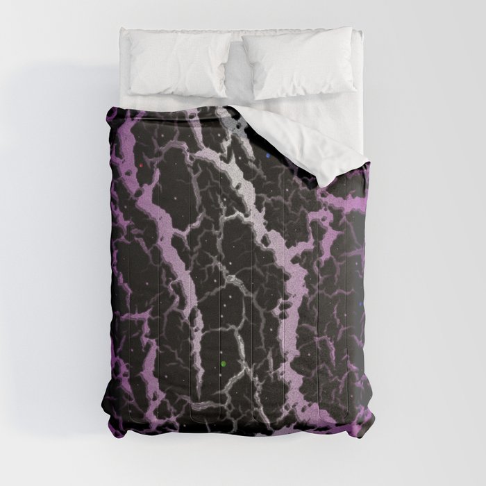 Cracked Space Lava - Purple/White Comforter