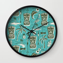 Tropical Tiki - Aqua Wall Clock