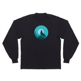 the wolf roars at the full moon Long Sleeve T-shirt