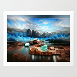 Turquoise agate gem stones somewhere in the North Pole Art Print