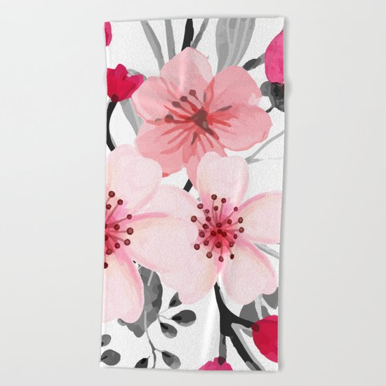 FLOWERS WATERCOLOR 11 Beach Towel