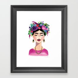 Floral Frida - Pink Framed Art Print