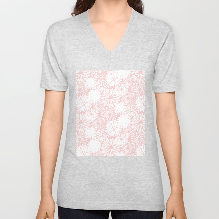 Rose Zinnia V Neck T Shirt