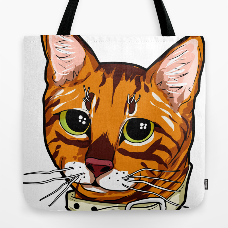 Toyger Cat Face Cats Orange Cute Funny Gift Comic Tote Bag By