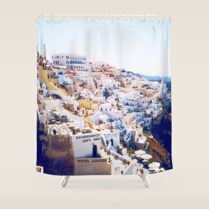 Santorini Greee Shower Curtain By Philippegerber Society6 Santorini Greee Shower Curtain